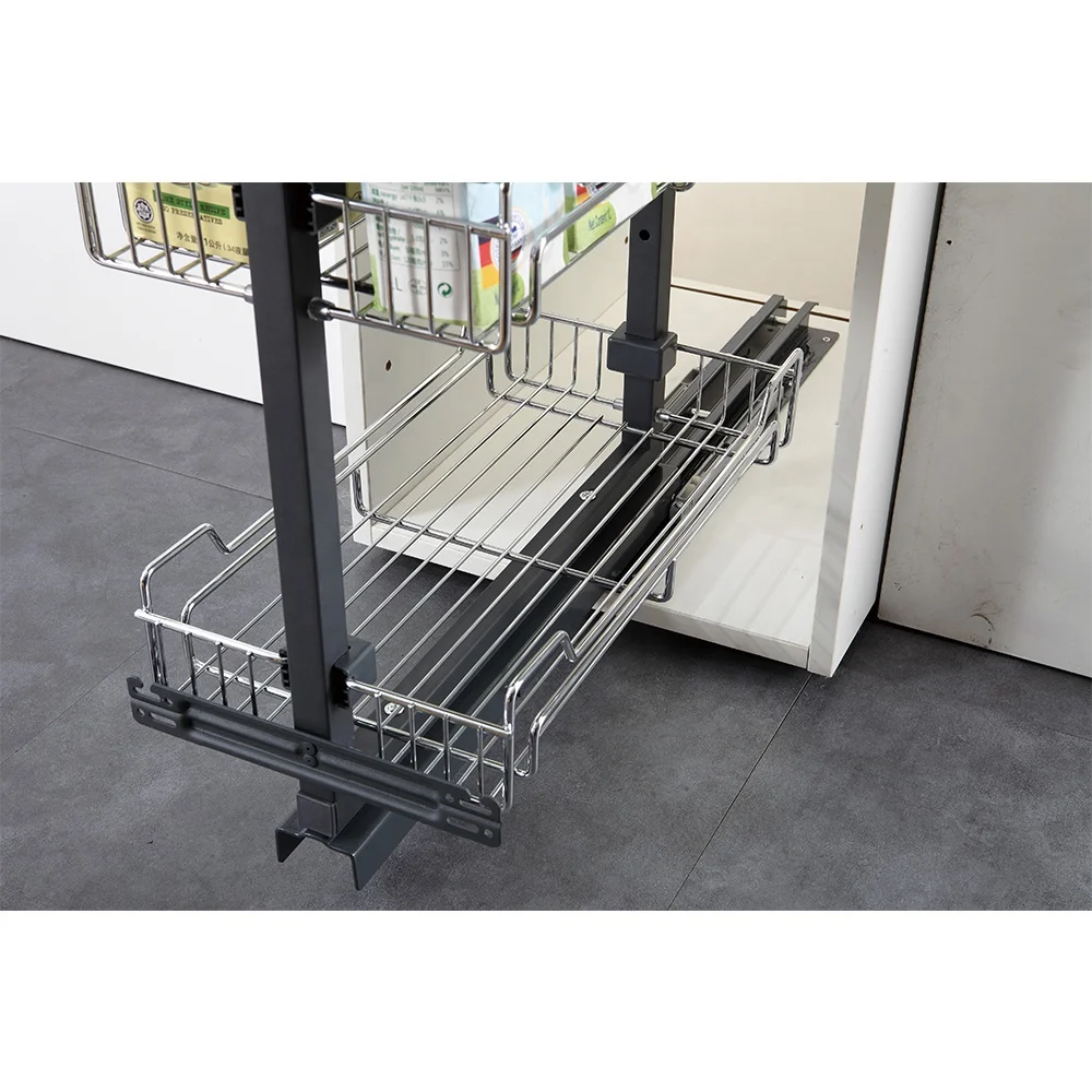 For kitchen cabinet metal tall larder pull-out pullout pantry unit tandem cupboard hardware sliding slide pull out wire baskets