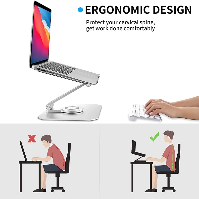 11~17 inch portable alloy foldable notebook mount holder 360 degree rotating adjustable rotatable aluminum laptop stand