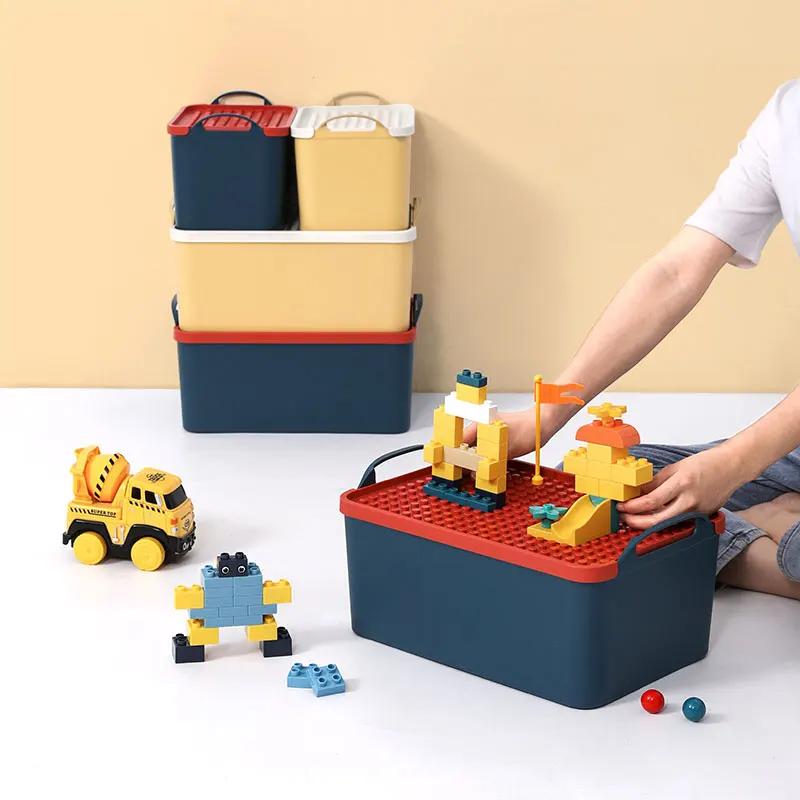 Детская коробка для хранения игрушек Lego, органайзер, Детская уличная коробка для кемпинга, игр и игр с крышкой и ручкой