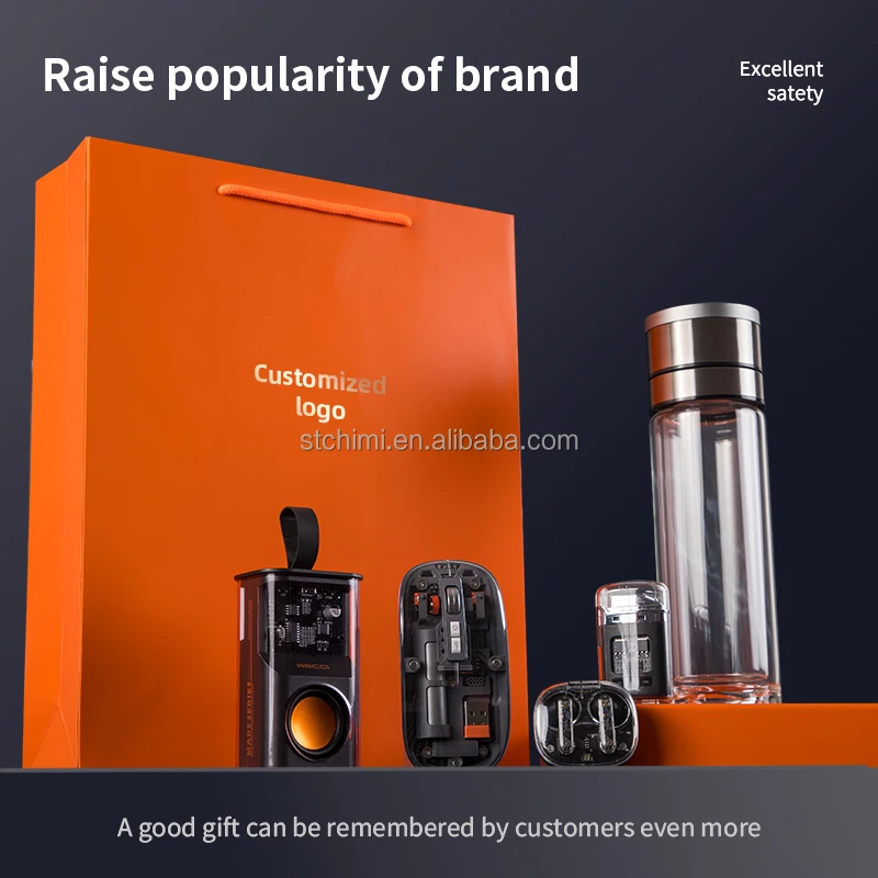 New Arrival Hot Sale Mecha Series Glass Flask Speaker Earbuds Mouse Power Bank Lighter Combination Advertisement Gift