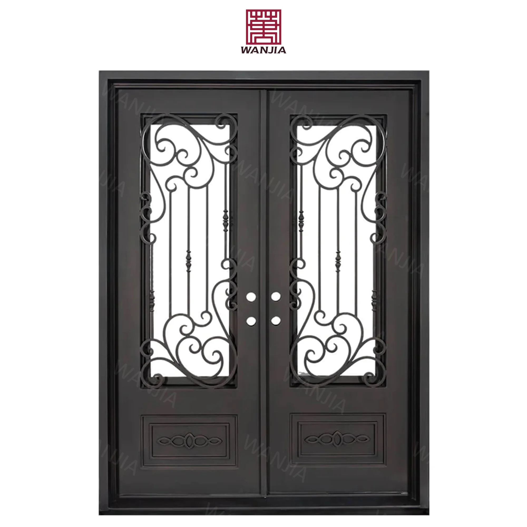 Traditional grille wrought iron design exterior door front entry doors wrought iron french glass doors