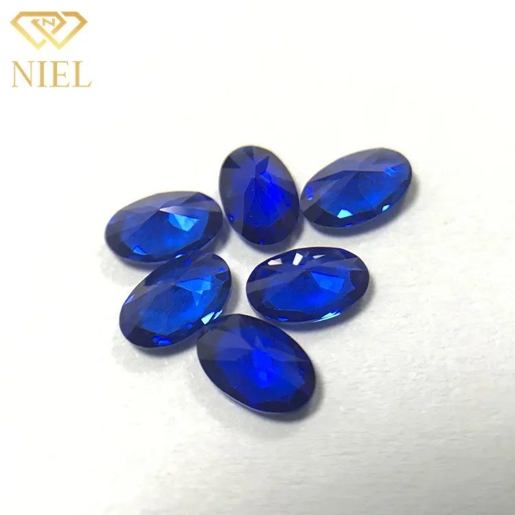 113# 4x6mm Hot selling oval cut lab created synthetic blue sapphire spinel crystal Niel gemstone.