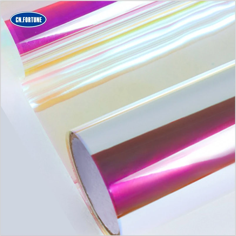 0.35-0.4mm Holographic Dichroic Mirror Reflective Transparent PVC Clear Plastic Film for Shoe/Bag/Decorative Making