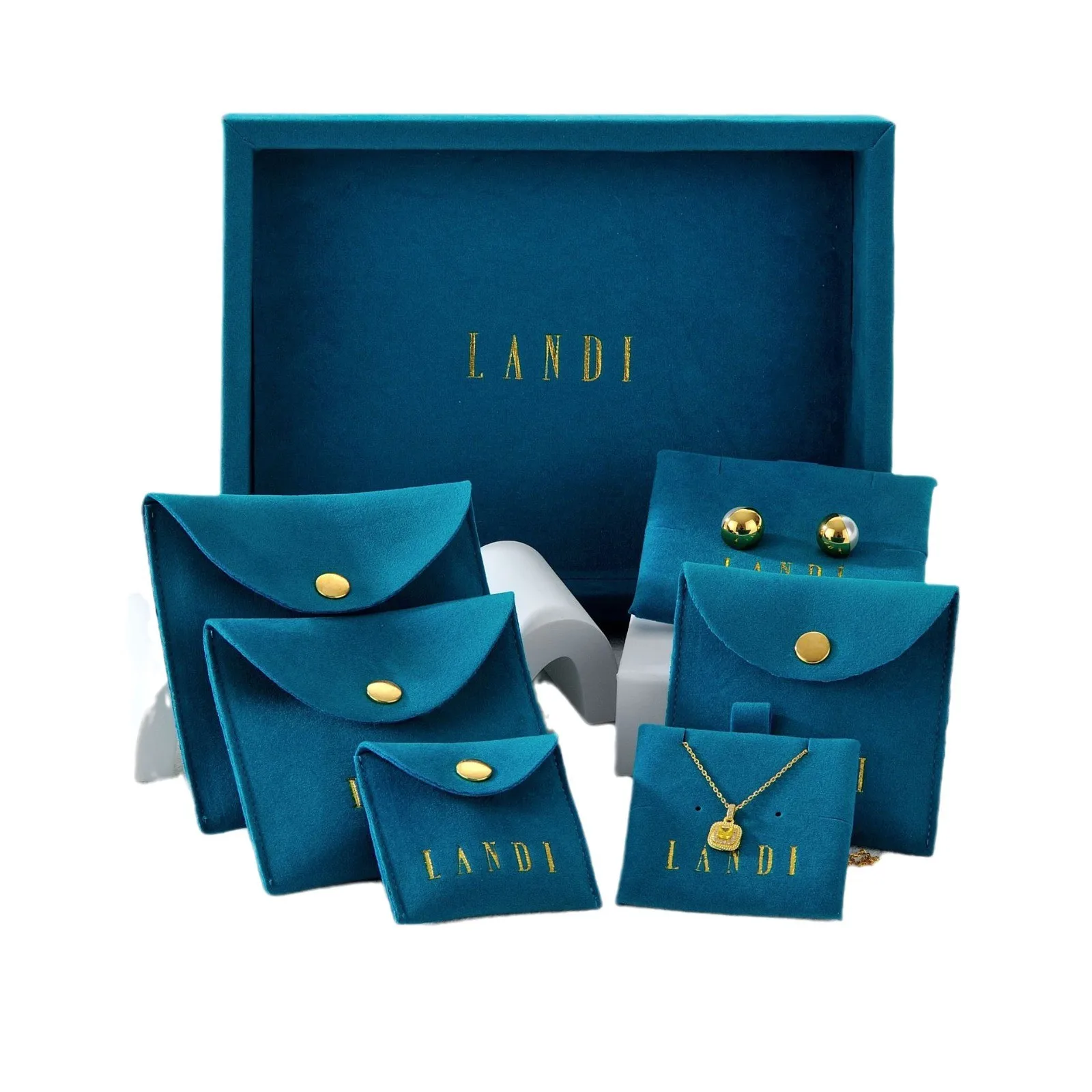 Small Single Custom Compound Double-Sided Velvet With Bottom And Side Bag Portable Jewelry Bag Custom Logo Display