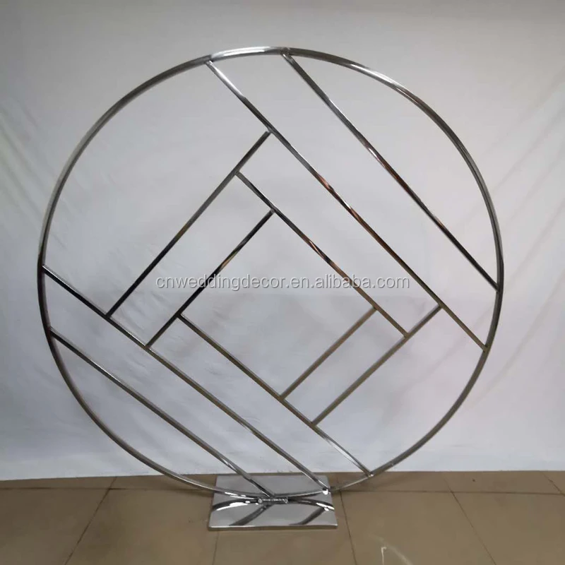 
Ceremony Decoration Gold Geometric Metal Frame Round Backdrop Floral Wedding Arch Stand 