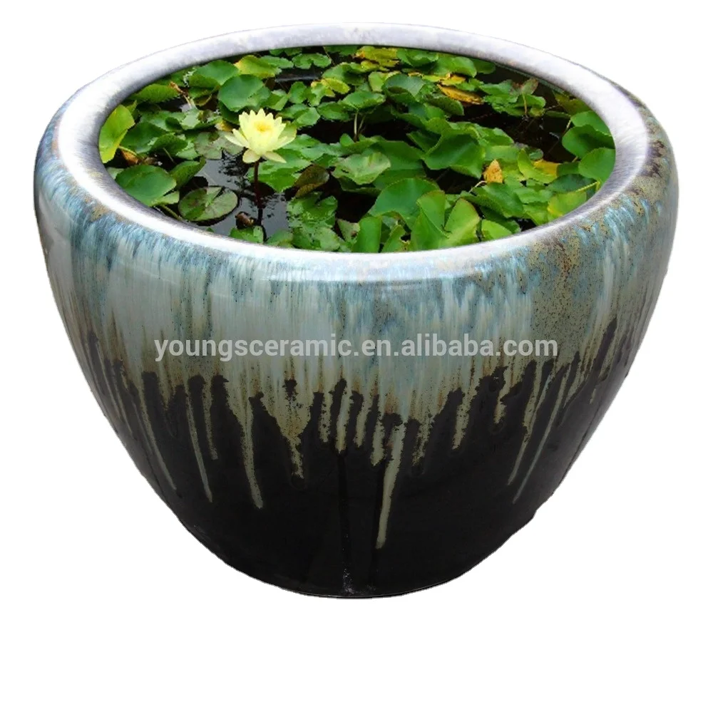 Antique style large ceramic garden round flower pots