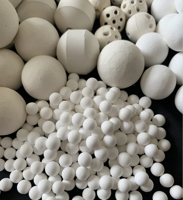 Inert alumina ceramic solid balls with industrial fillers