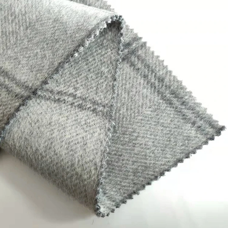 Sell Directly 50% Wool 50% Polyester Grey Plaid Style Fabric