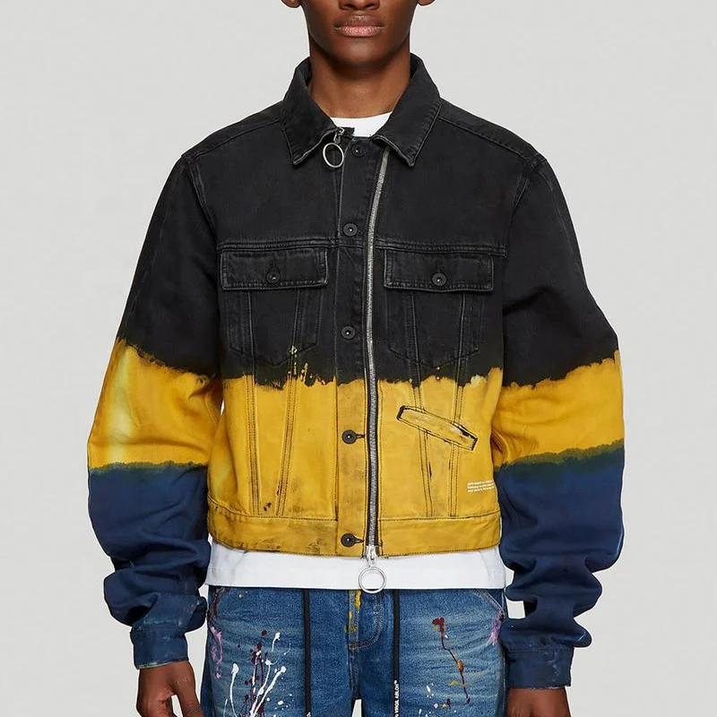High quality clothes men jeans and jacket for men oversized tie dye denim jacket