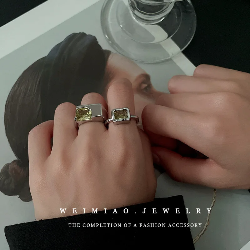 Zircon Heart Double Layer Open Ring Fashion Light Luxury Niche Design Index Finger Ring High-End Jewelry Wholesale