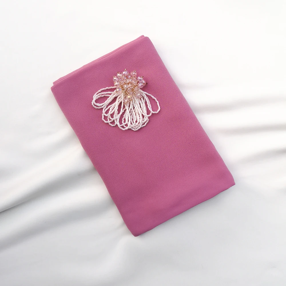 2022 Hot selling muslim Scarves hijab Chiffon Handmade Rhinestone Abaya Dubai Shawls Soft Long Chiffon Hijab