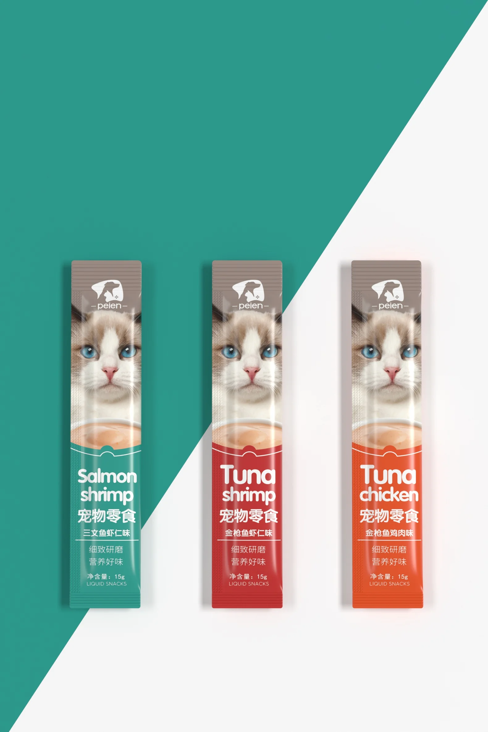 2 Cat wet food factory processing customization  top seller liquid cat snacks a pack of 15 grams pet food