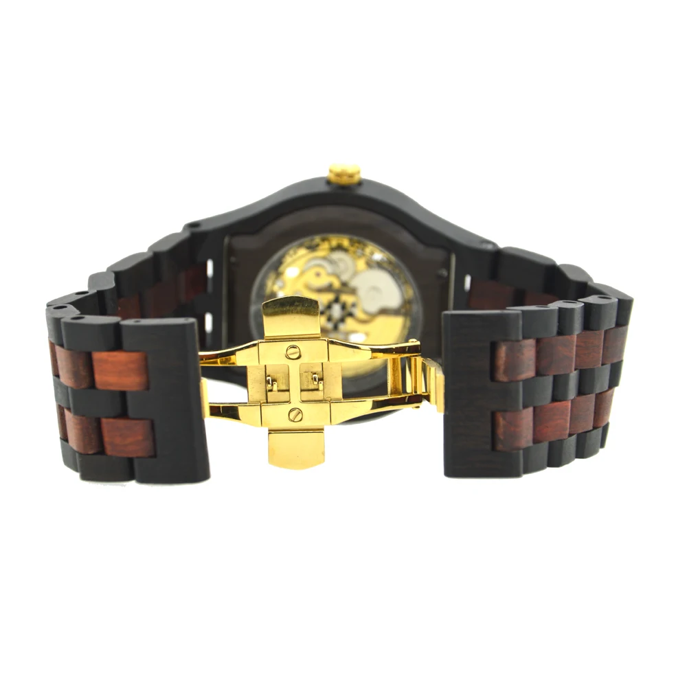 Bewell Branding Wooden Sport Wrist Warch Mechanical Automatic Mens Watches OEM Private Label Watch Custom Logo Timepiece relojes