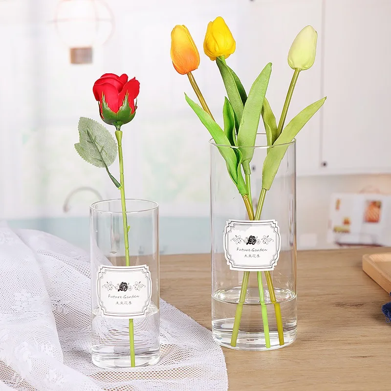New Product 2024 Decoration Supplies Cylinder Tall Stem Holder Large Gold Glass Set Pillar High Borosilicate Candles Vases