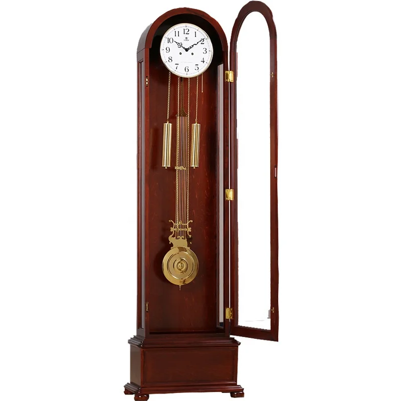 Royal Classic Germany Antique Baroque Style Goddess Big Wooden Floor Standing Mechanism Grandfather Clock With