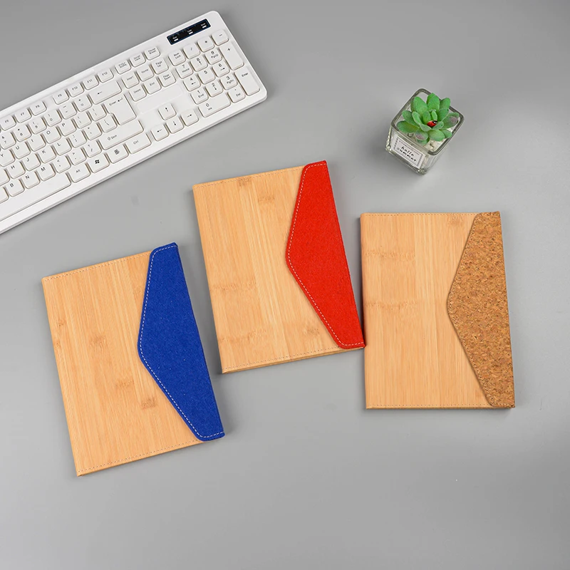 New Design Hot Sell Business A5 80 Sheets Bamboo Cover Notebook Hardcover Planner Diary Style Notebook with Magnet Closure