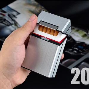 Wholesale Shiny 20Pcs 84Mm King Size Square Silver Waterproof Magnetic Switch Brushed Metal Cigarette Case