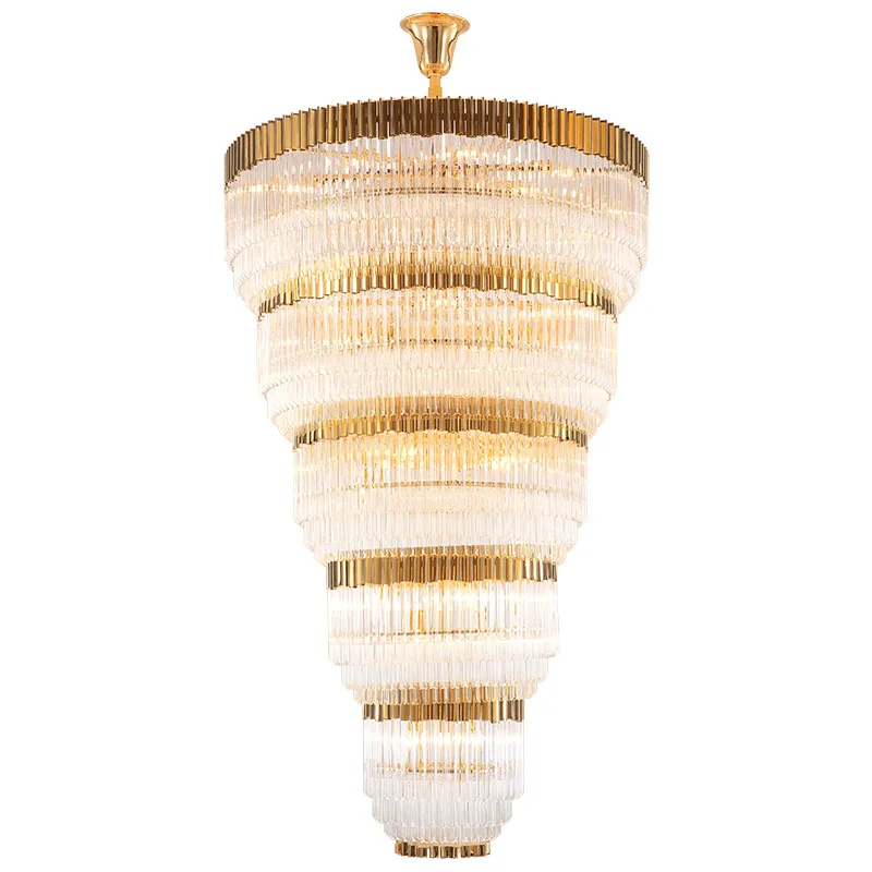 Hotel Chandelier Luxury Crystal Chandeliers for Hotel Lobby Foyer Stair Stairwell Restaurant Mall K9 Gold Crystal Pendant