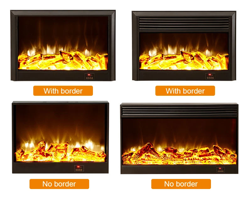 Electric Fireplace Firebox Insert Burner Room Heater LED Optical Fire Artificial Emulational Flame Decoration Warm Air Blower El