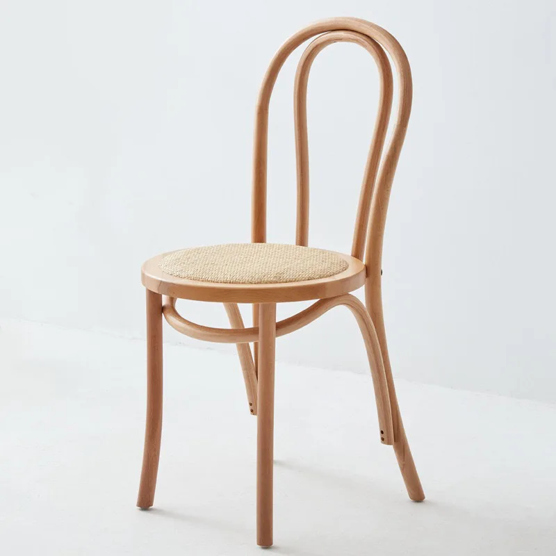 Rattan chair Rattan dining room retro dining chair balcony home Knight American solid wood French dessert shop table and chair