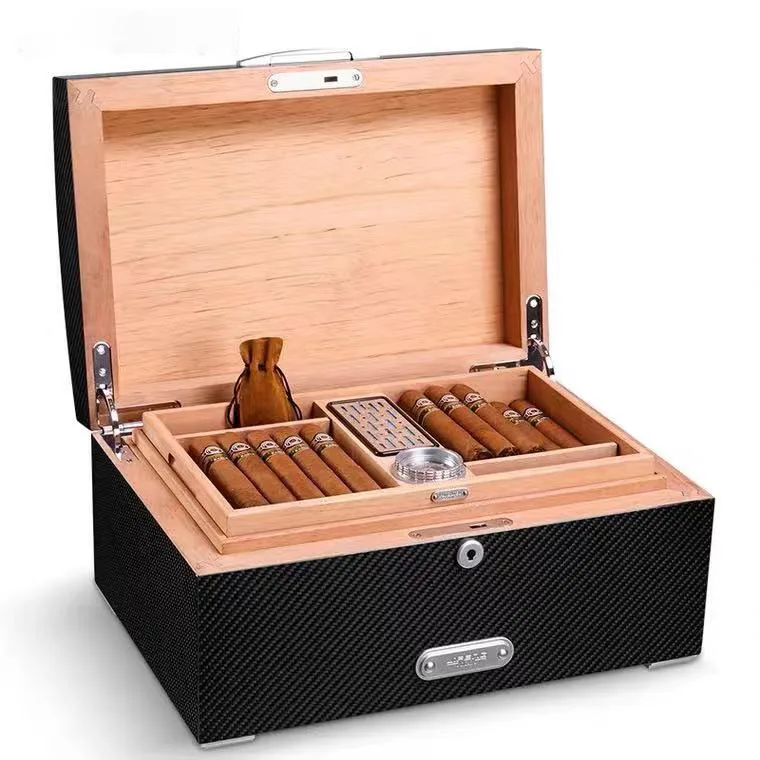  Wholesale gift cift cigar humidor carbon fiber humidors electric cases box with logo