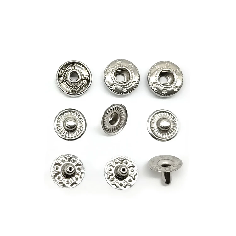 Customized Garment Accessories Leather Snap Buttons Four-Piece Snap Buttons Copper Round Press Studs Button Metal Covered