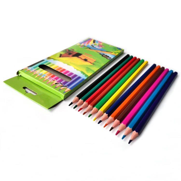High Quality 12 Color Pencil Custom Color Pencil Set Paper Box Coloring Wooden Pencil For Kids