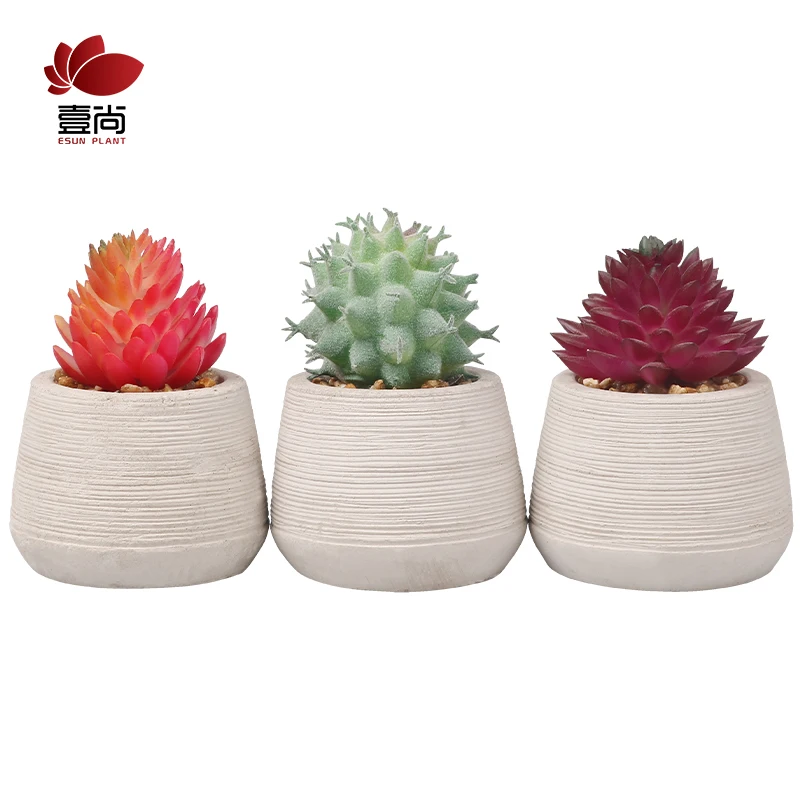 ES1343  Artificial cement potted succulents,  interior decoration for office bedroom desktop Artificial succulent plant