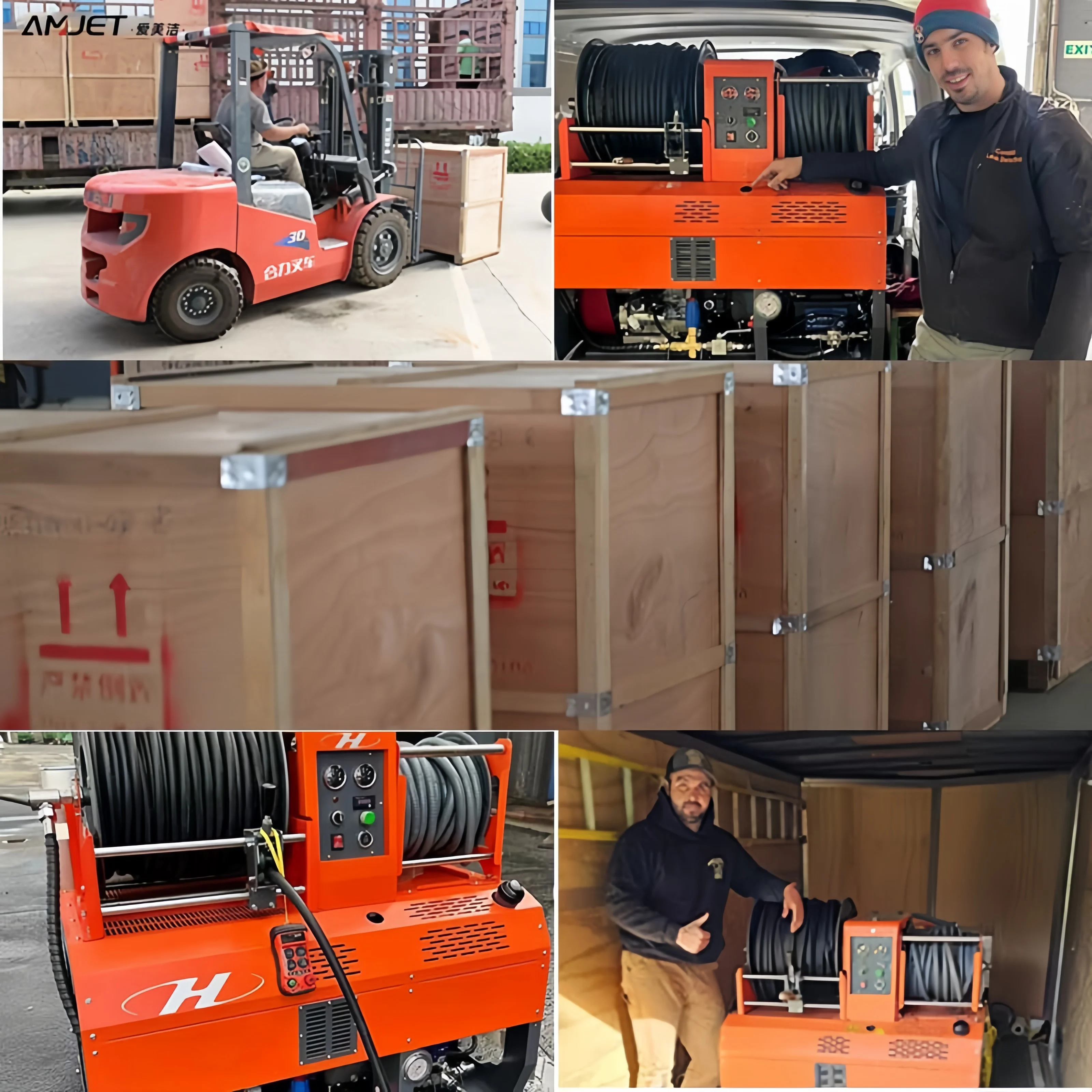 AMJET Pipe Water Jetting Machine 180bar Vehicle Mounted Sewer Jetting Machine 65lpm Special Equipment for Pipe Cleaners