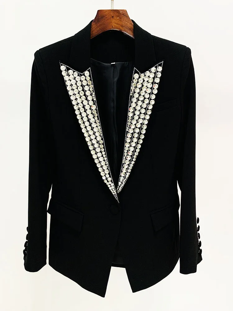 A8583 Western style women fashion clothes Formal Elegant Long Sleeve Rhinestone Lapel Ladies Women Jacket Blazer