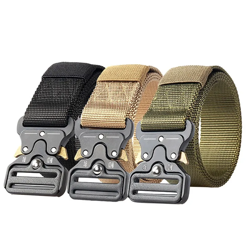 Military Canvas Army Tactical Waist Belt with Metal Buckle