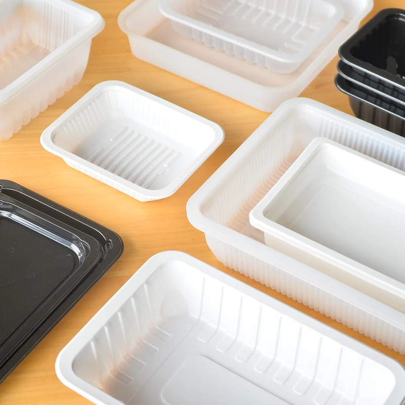 250*160*25MM Disposable Black Fresh Meat Plate Tray For Skin Vacuum Film Sealing Packaging