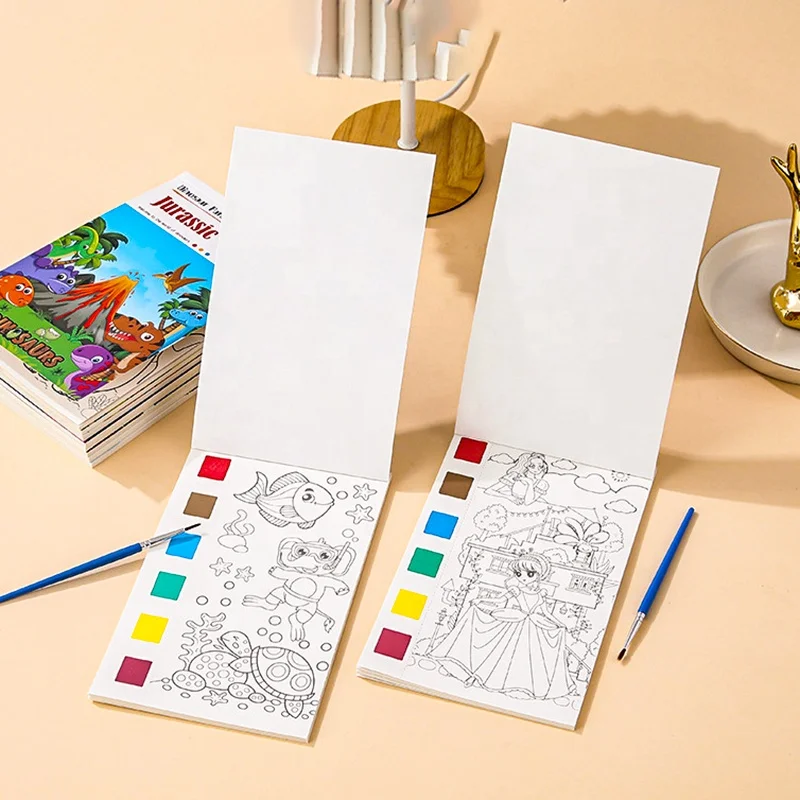 2024 Children Watercolor Paper Book For Painting Pocket Books Drawing Watercolour Paint Set Toys For Kids