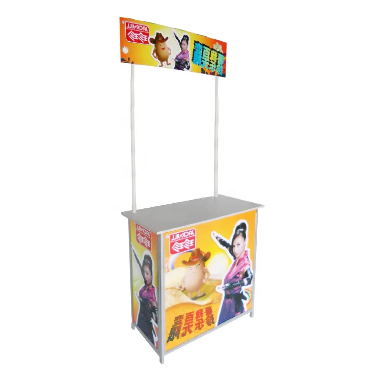Portable Iron Folding  Promotion Counter Table Design For Advertising Display