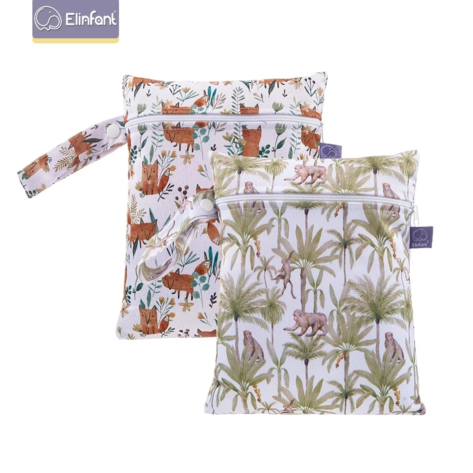 Elinfant Customized Waterproof 18*25cm Mini Size Single Zipper Pocket Digital Print Tote Baby Cloth Diaper Wet Bag Easy Carry