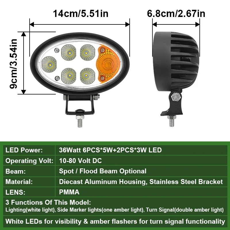 Right Left Tractor Trailer Front Headlights 24V Turn Signal Indicator Lamp for Forklift Excavator JCB LED Work Light