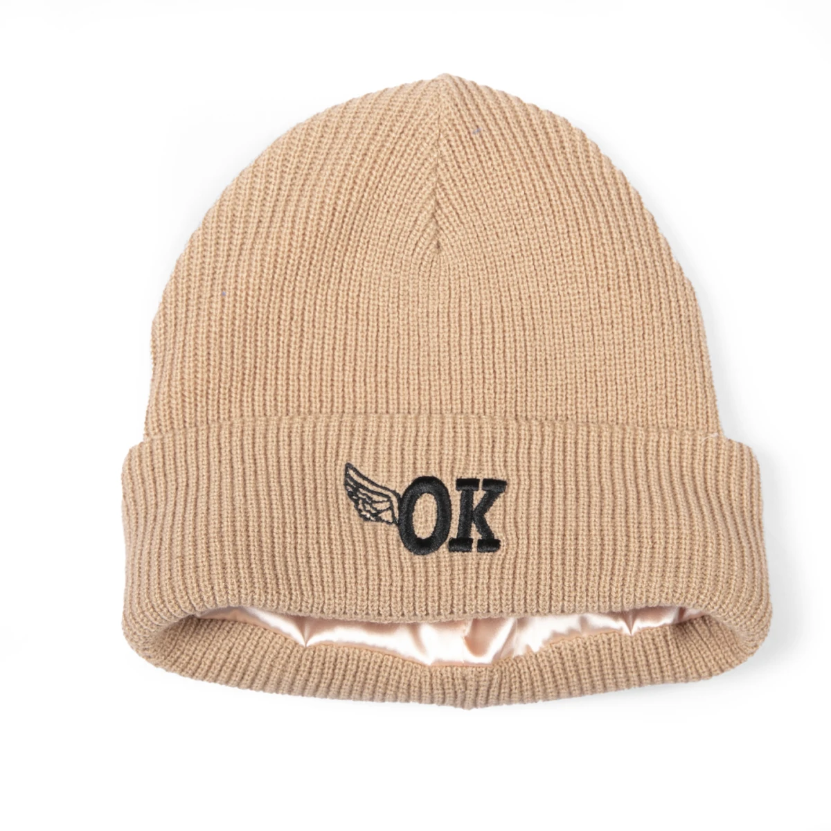 New Design Custom Logo Knitted Winter Hats Satin Lined Wholesale Blank Acrylic Unisex Beanie