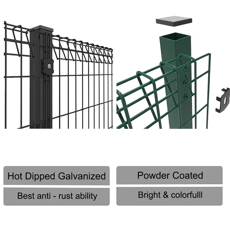 pvc coated hot dipped galvanized roll top triangle metal steel brc galvanized welded wire mesh fence 1.7mm for sale