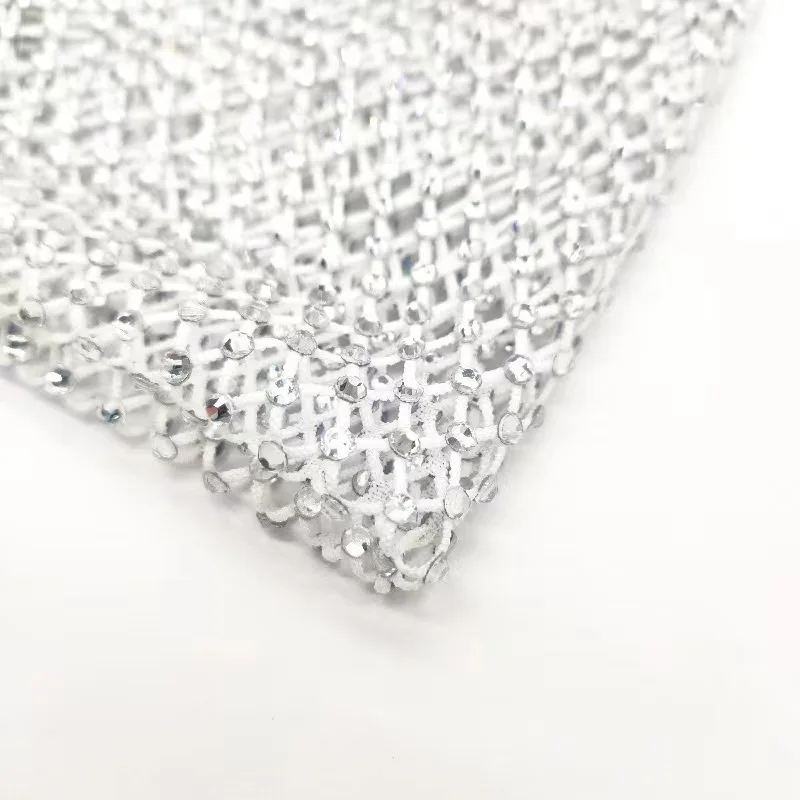 Rhinestones  Stretch Elastic Net Trim Crystal AB Rhinestone mesh fabric