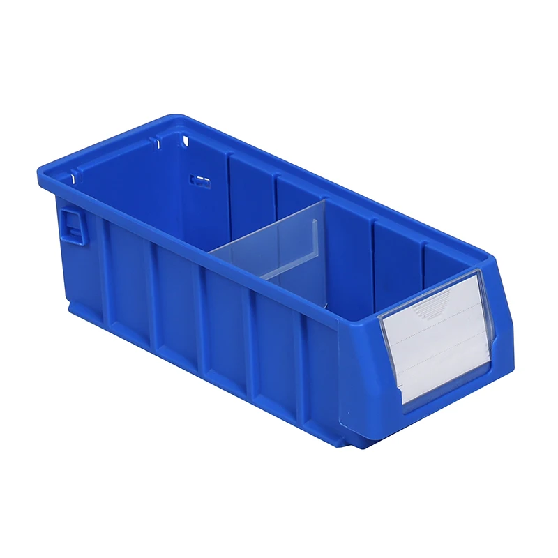 Heavy duty blue colour spares parts boxes stackable warehouse shelf bin plastic storage bins