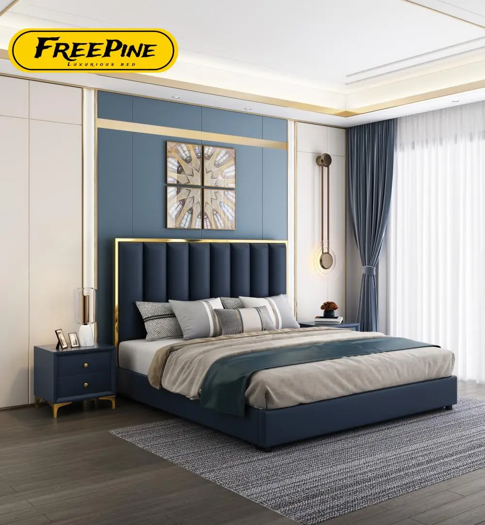 2021 Indonesia Luxury Modern Upholstered Wooden Bed Frames With Size King for bedroom