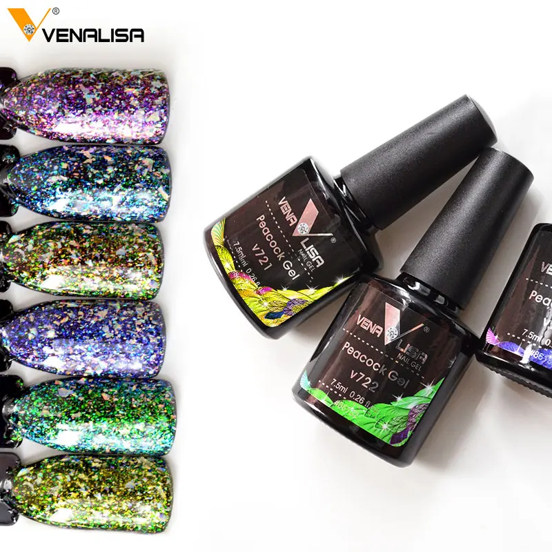Venalisa nail art 6 color aluminum foil sequin sparkling luminescence pigment nail platinum diamond glitter peacock gelpolish