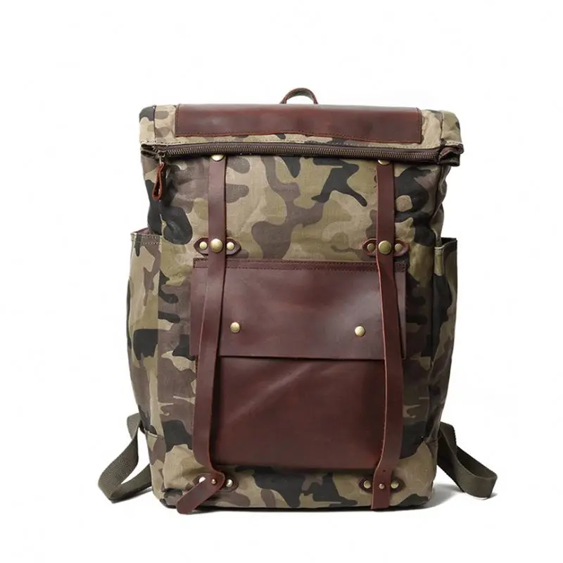 
Waterproof Hiking Travelling Backpack Bag Canvas Camo Military Rucksack Backpack 