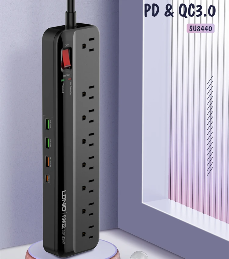 LDNIO SU8440 smart us standard surge protector power strip with usb power strip for the house waterproof us power strip