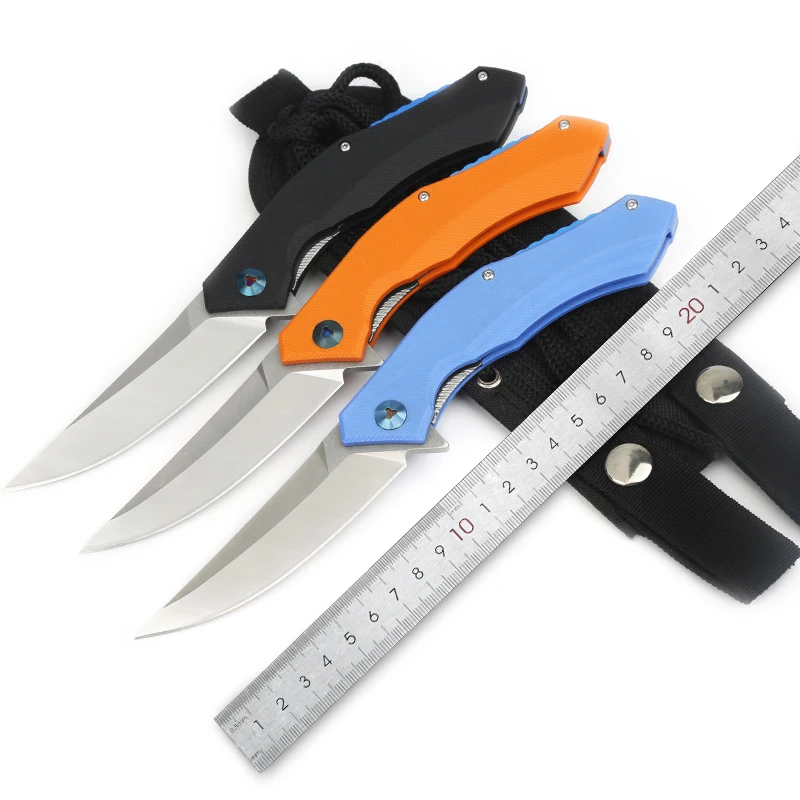 HWZBBEN Hot Sell G10 Handle D2 Folding Pocket Knife Hunting Outdoor Camping Knife for Outdoor Travel