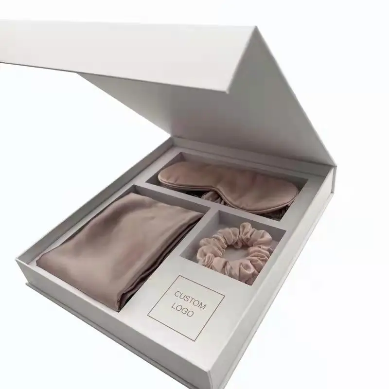 New Fashion Luxury 19MM Soft Solid Colour 100% Silk Scrunchie  Pillowcase Silk Eye Mask Set