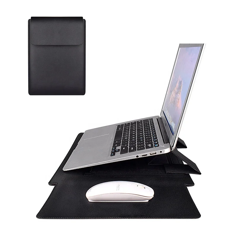 2024 Hot Sale PU Leather Laptop Sleeve Magnetic With Stand Bag Waterproof 13 14 15 16 inch Notebook Computer Case with Mouse Pad