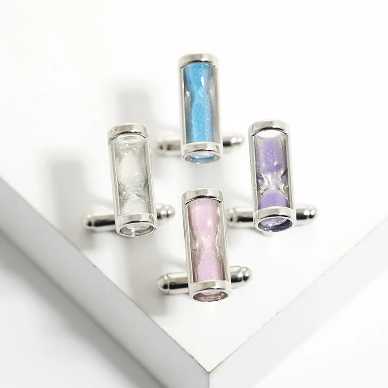 Wholesale Hourglass Blue Crystal French Shirt Cufflink For Men