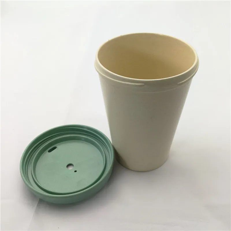 16oz reusable biodegradable bamboo fiber coffee mug cup with bamboo lid