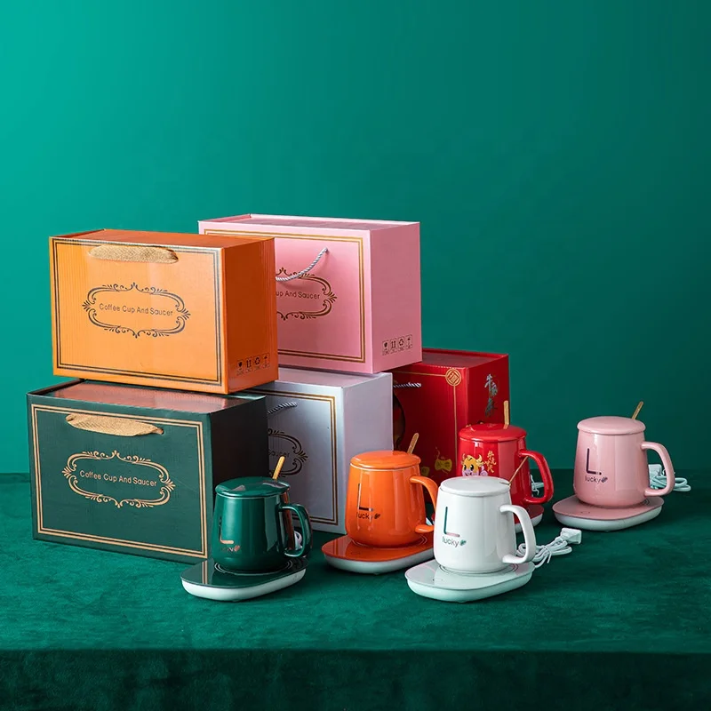 450ml Electric Charging Cup Gift Set Temperature Control Warmer Smart 55 Degree Heated Coffee Mug